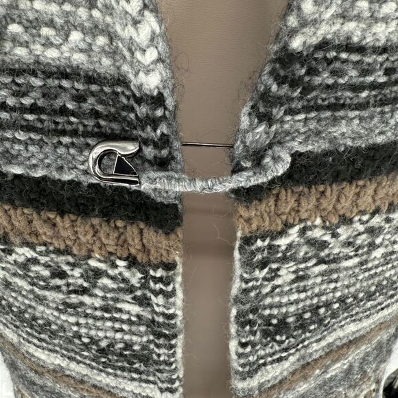 J. Jill Open Knit Cardigan Size MEDIUM Gray Wool Alpaca Blend Nordic Fair Isle - Picture 5 of 16